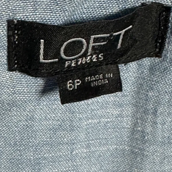 LOFT Petites Chambray Romper 6P Strappy Crisscross Linen Blend - Image 4