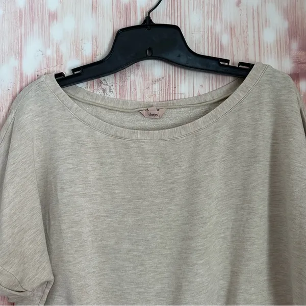 Eberjey Softest Sweats The Short Sleeve Sweatshirt Oatmeal Heather Size M - Image 4