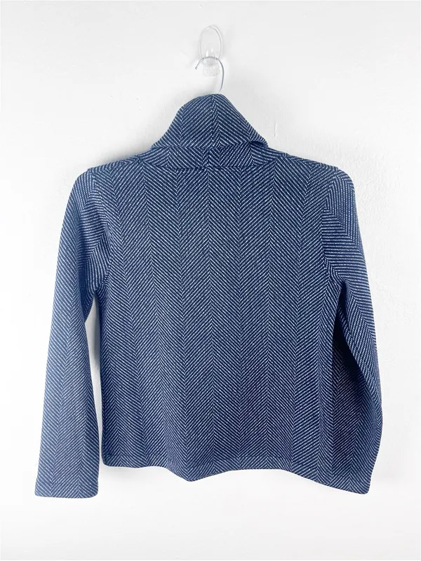 J. CREW Factory Blue Long Sleeves Funnel Neck Top Size Medium Fall Cabin Casual - Image 2