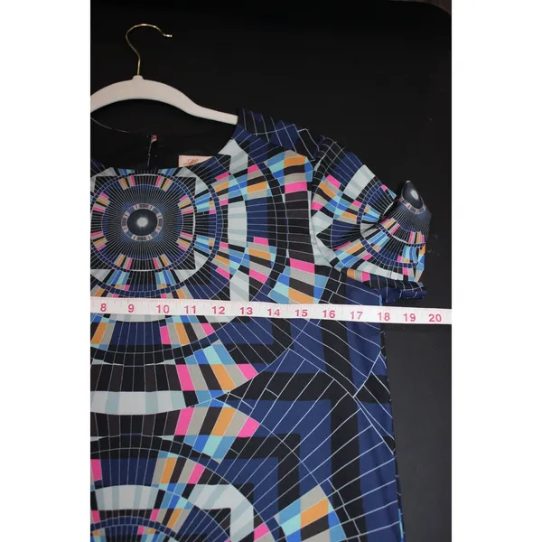 Mara Hoffman Dress Women XS Blue Great Geometric Kaleidoscope Shift Mini Pockets - Image 7