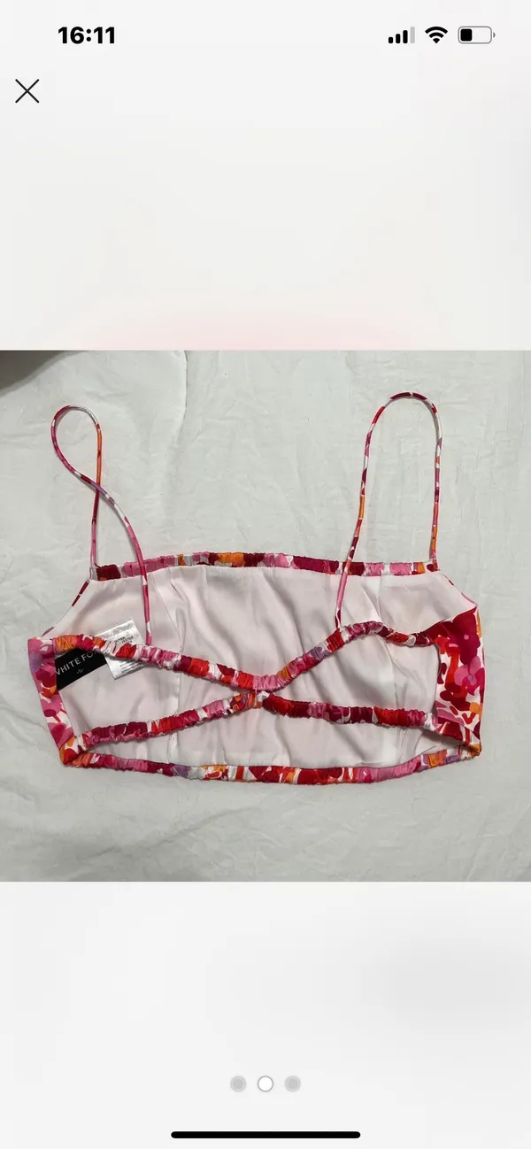 White Fox Boutique satin floral crop top - Image 2