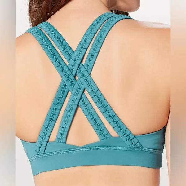 Lululemon Energy Bra Braided Sea Green Sports Bra Unpadded Size 6 - Image 2