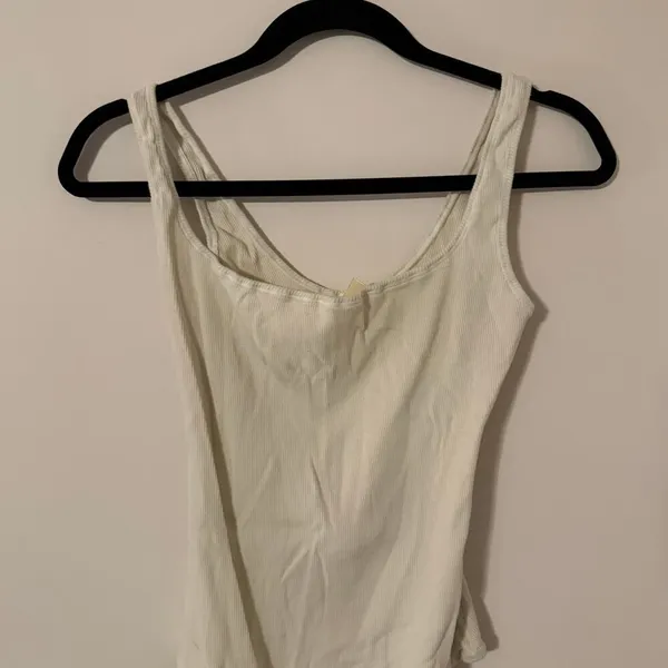 Skims White Ribbed Knit Cotton‎ Tank Bodysuit Size Large - Image 3
