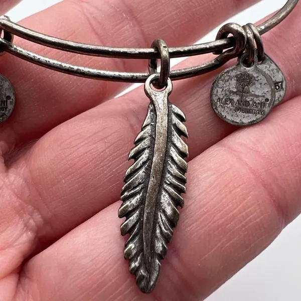 Alex and Ani Feather‎ Charm Bangle Bracelet Silver tone - Image 3