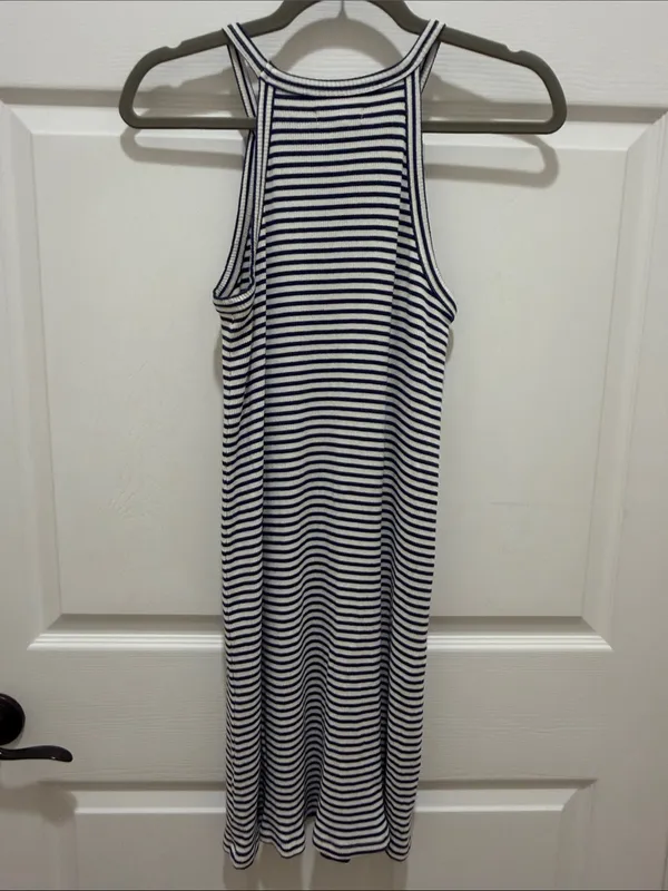 Madewell Navy Blue & Ivory Striped Racerback Sleeveless 90’s Mini Swing Dress XS - Image 8