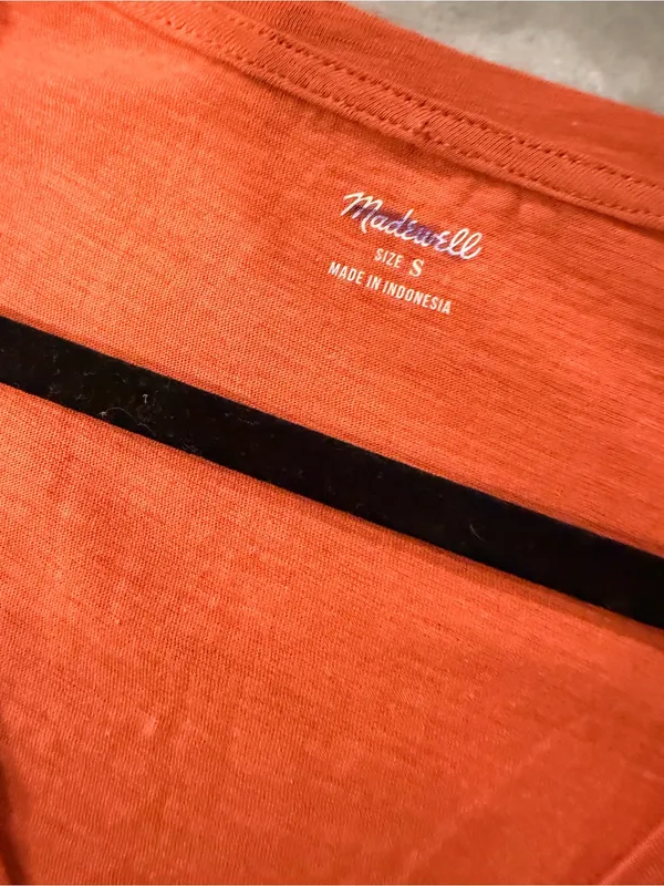 NWOT Madewell Size S Burnt Orange V Neck Short Sleeve Slub Cotton Tee Shirt - Image 8