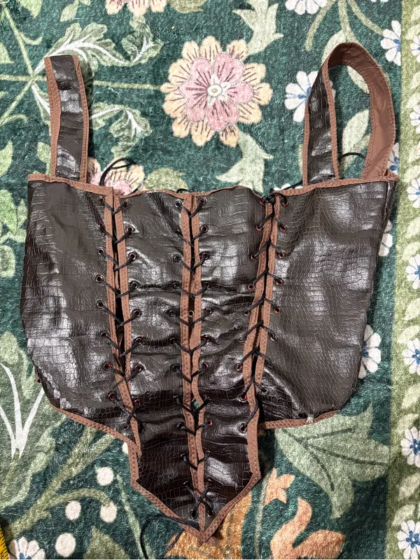 OOAK ren fest corset top larp Brown - Image 3