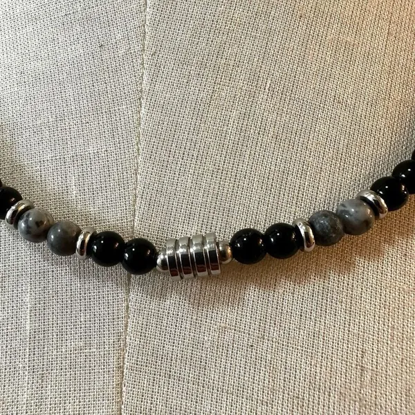 Picasso Jasper and obsidian beaded necklace Black - Image 2