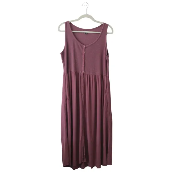 Frye Ladies Women's Button Front Midi Dress Size L Pockets Mauve‎ Pink - Image 4