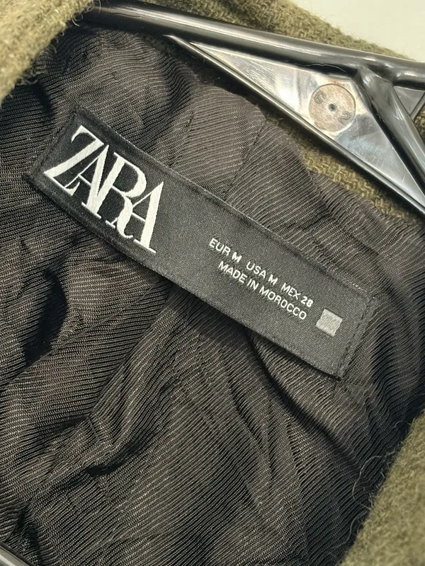 ZARA Olive Green Military Coat Gold Button Belted Preppy Academia Womens M - Image 5