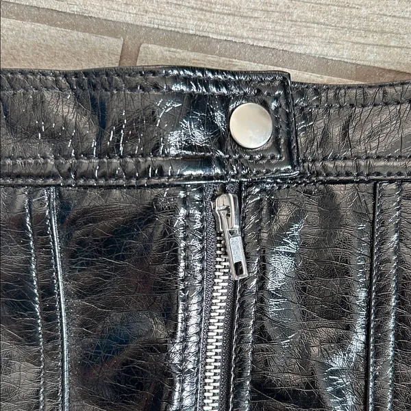 Silence + Noise Shiny Black Mini Skirt - Image 3