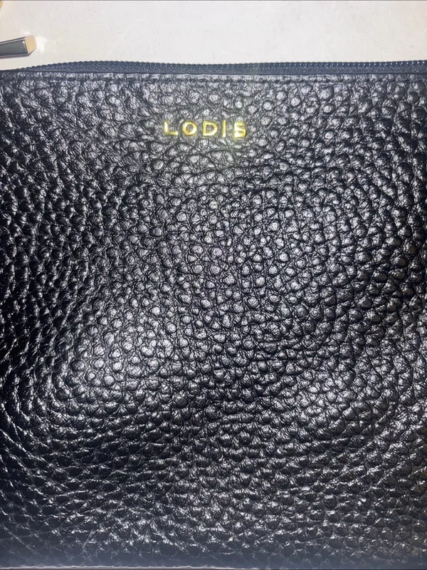 Lodis Black Pebbled Leather Shoulder Bag W/ Gold Chain Preloved Great Condition - Image 4