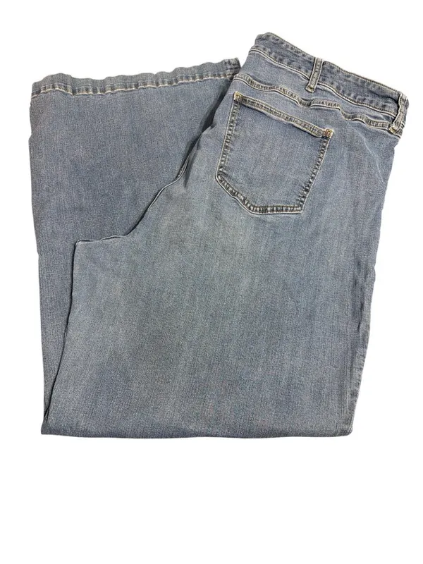 Torrid Feel The Fit Wide Leg Denim Jeans Blue High Rise Stretch Sz 26 Frayed Hem - Image 3
