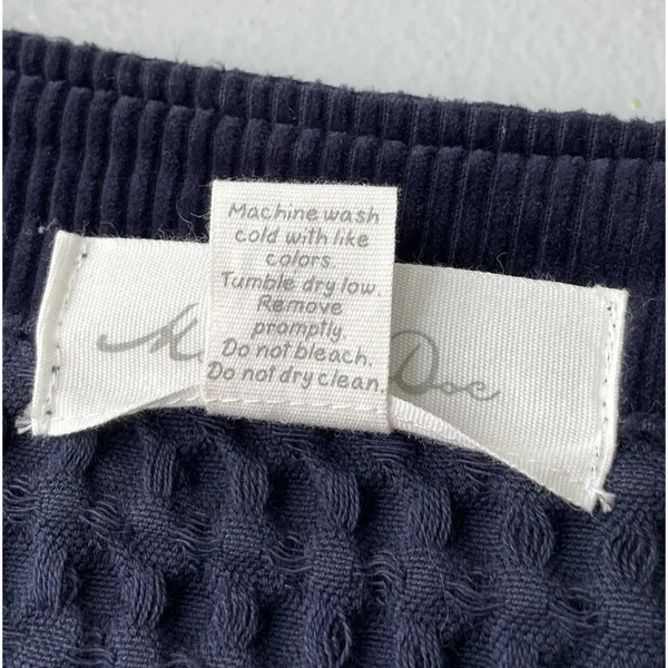 Mod O Doc Jacket Size Large Navy Textured Waffle Lagenlook Boxy Artsy Cotton Top - Image 7