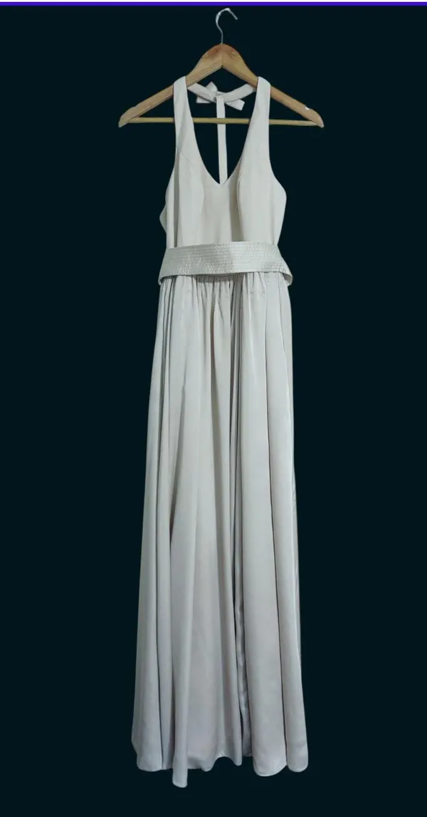White by Vera Wang Champagne Halter Maxi Dress - Image 2