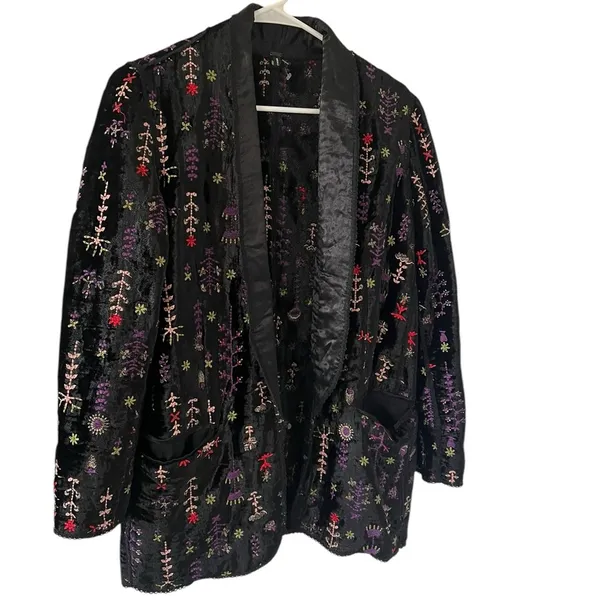Anthropologie Bl^nk Embroidered Black Blazer Jacket - Image 6