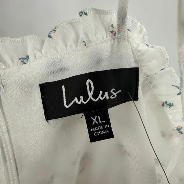 Lulus Dress Women's Size XL Ruffle Cottage NWT Be a Wildflower White Floral Mini - Image 5