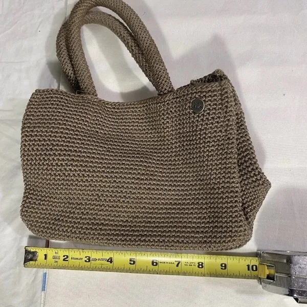 The Sak Crochet Knit Mini Tote Bag Brown Small Shoulder Purse - Image 2