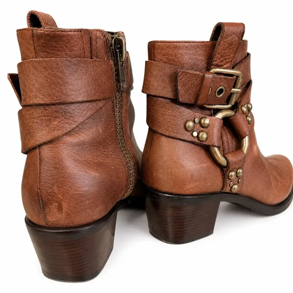 792 Cole Haan G Series Moto Harness Brown Leather Ankle Boots Women’s 7.5 Medium - Image 5