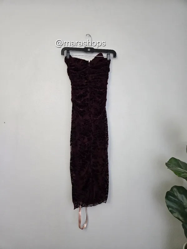 House Of CB Isadora Brown Cherry Devore Corset Dress - Image 8