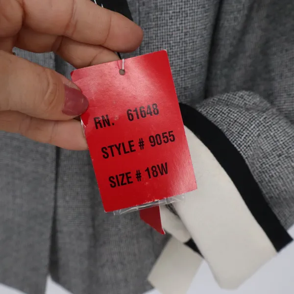 Adolfo II Skirt Suit Women 18W Atelier Grey Double Breasted Contrast NEW - Image 5