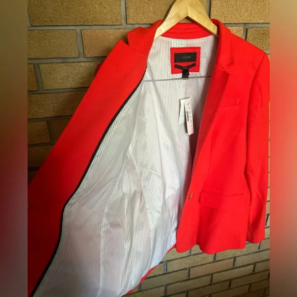 NWT J. Crew Regent Wool Blend Orange Blazer Single Button Jacket Women’s Size 16 - Image 5