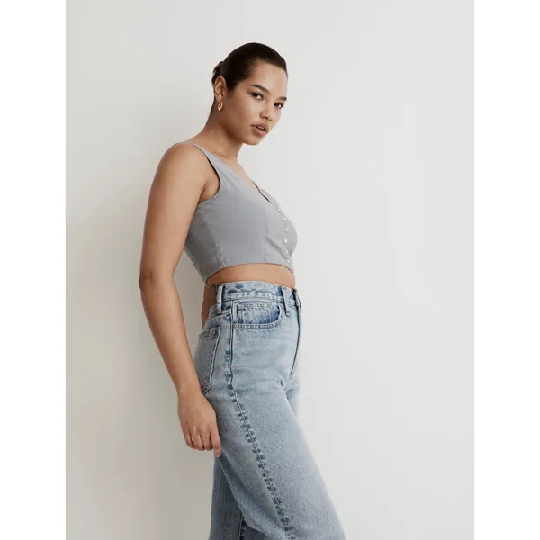 Madewell Softdrape Gwen Crop Vest Top Still Dawn Gray Fitted V Neck US 12 NWT - Image 4