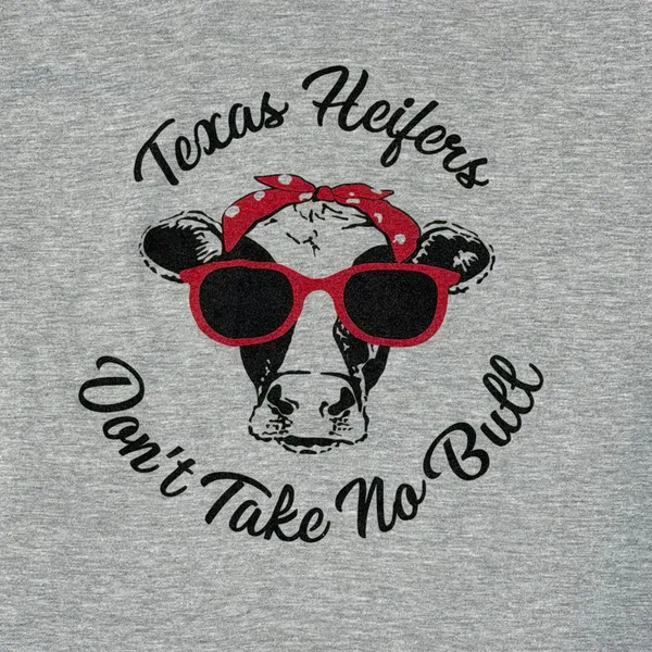 Tultex 202 Adult M Gray Crew Neck Short Sleeve Texas Heifers No Bull Tee Shirt - Image 5