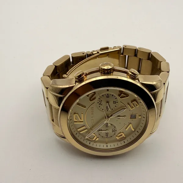 Michael Kors Gold-Tone Chronograph Day Date Watch MK-5726 Working New Battery - Image 6