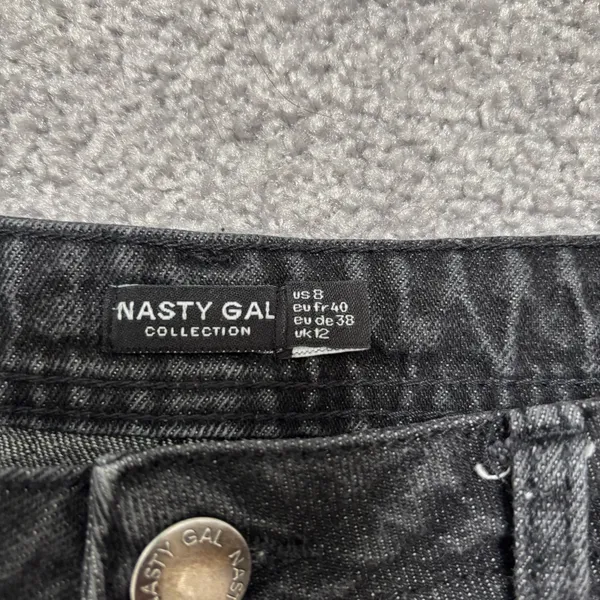 Nasty Gal Organic Cotton Black Patchwork Straight Jeans with Raw Edge - Image 4