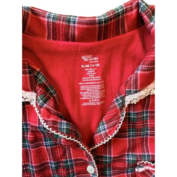 Secret Treasures Plaid Pajama Set Red Green Size XL - Image 4