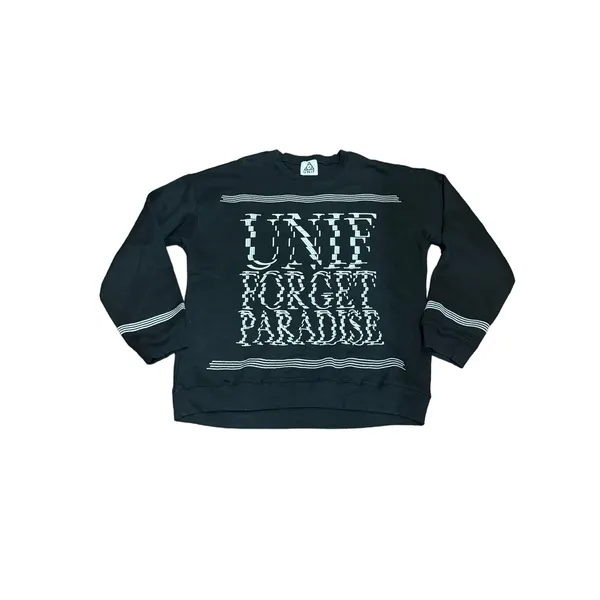 UNIF ‘Forget Paradise’ Pullover Crewneck Sweatshirt - Size Large - Black & White - Image 11