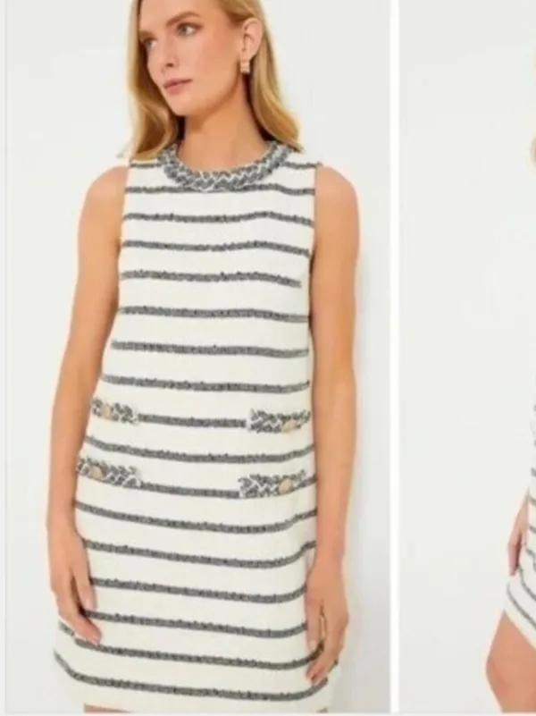 Tuckernuck Navy Stripe Tweed Sleeveless Crew Neck Jackie Mini‎ Dress Size XXXL - Image 2