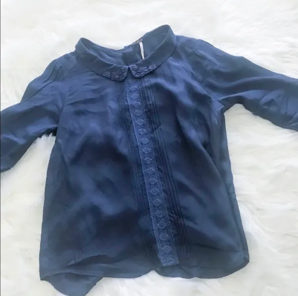 FreePeople PeterPan Collar Navy Blouse - Image 7
