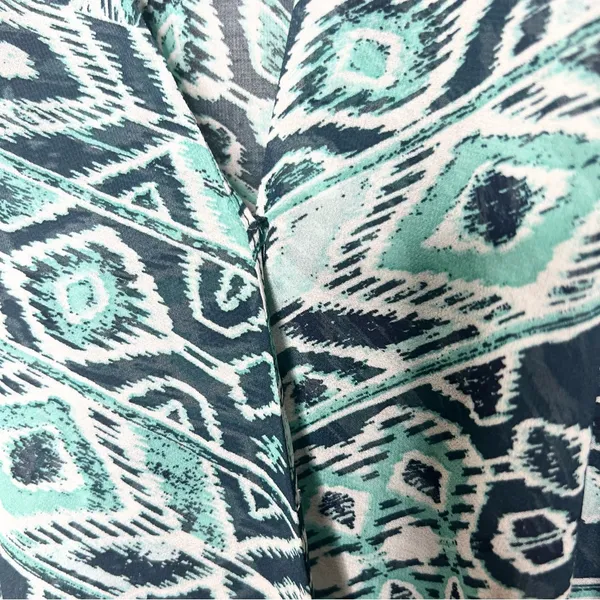 New York & Company Teal Blue Tribal Print Halter Top Wrap Blouse Size Medium - Image 8