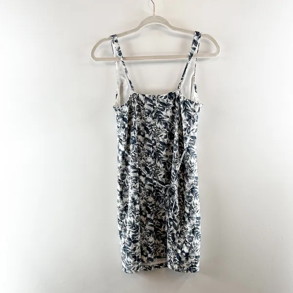 Abercrombie & Fitch Satin Sculpt Floral Sleeveless Slip Mini Dress Blue Small - Image 4