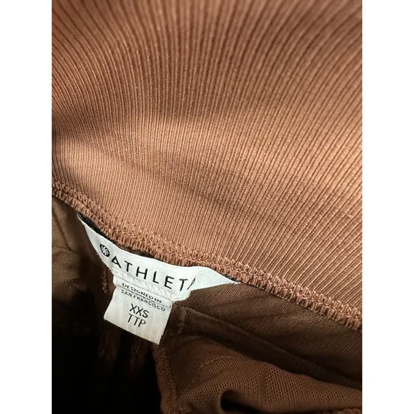 Athleta Venice Wide Leg Pant Chocolate Brown High Rise Ribbed Waist XXS Pockets - Image 7