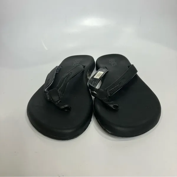 Flojos flip flop‎ sandals thongs black faux leather womens size 10 casual summer - Image 2