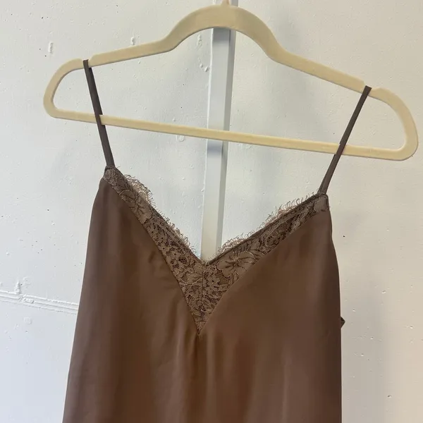 Melrose and Market Brown Lace Trim V-Neck Camisole Tank Top Women's Medium - Image 3