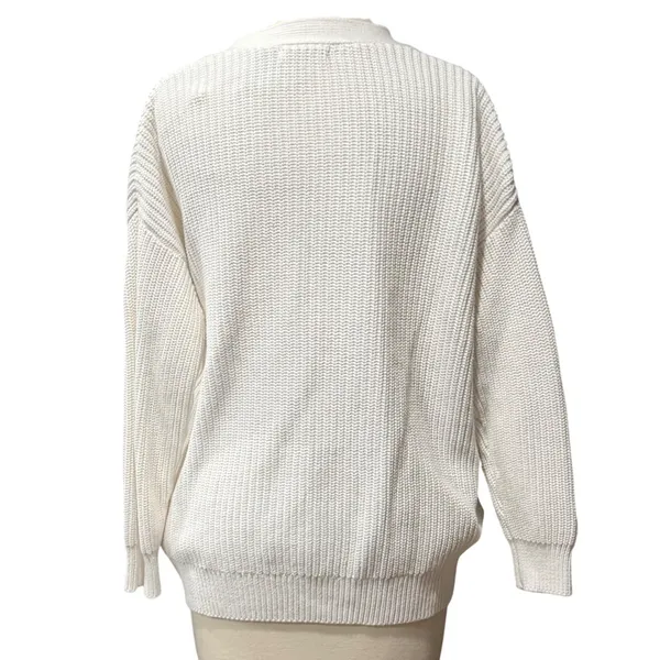 Quince Organic Cotton Oversized Boyfriend Cardigan Womens XS Ivory Cozy Comfort - Image 4