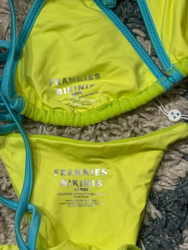 Frankies Bikinis Set Green Blue Size Large - Image 8