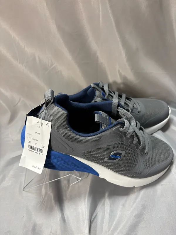 Skechers men’s gray and blue athletic shoes - Image 2