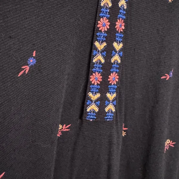 Lucky Brand Black Colorful Floral Embroidered Tunic Top Size S - Image 9