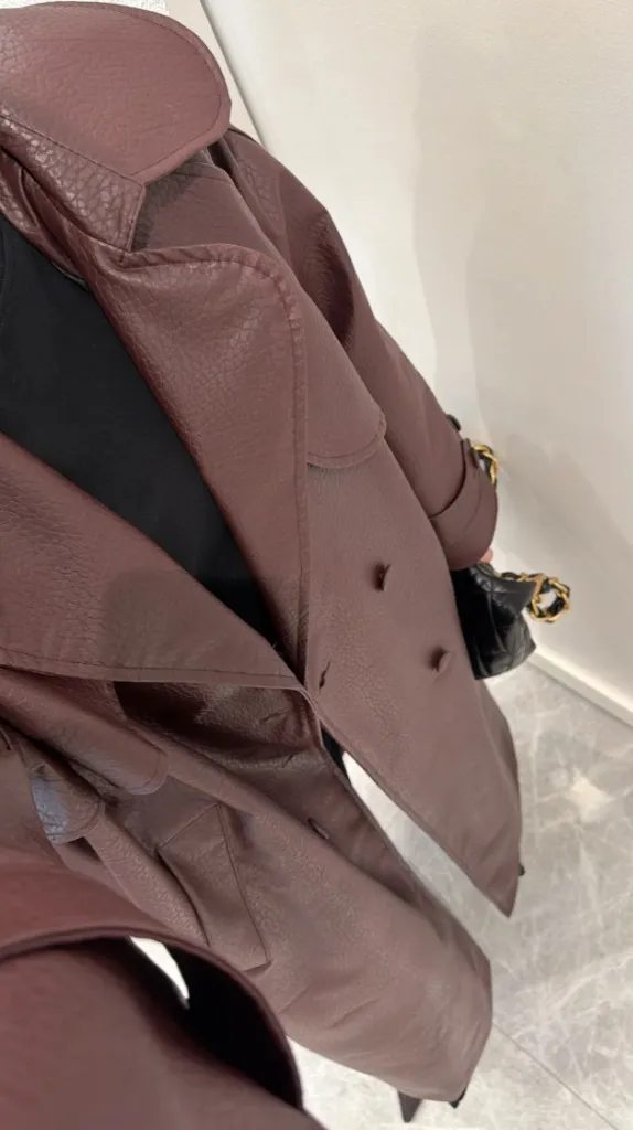  Burgundy Trench Coat - Image 4