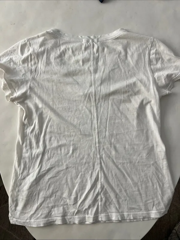 No End Denim Supima Cotton Deep V-Neck Tee White Small $59 - Image 5