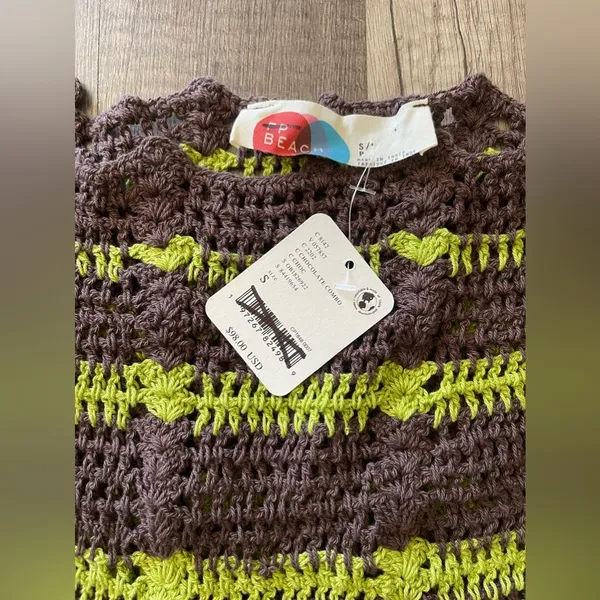 FREE PEOPLE Beach Cover up DONNI Sweater Set Crochet Skirt size small - Image 11