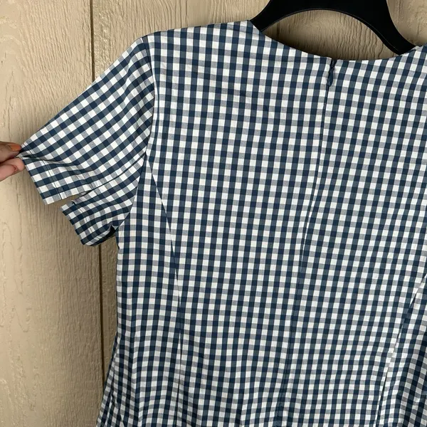 Universal Standard For J. Crew Gingham Poplin Drop-Waist Dress Sz XS Blue Preppy - Image 6