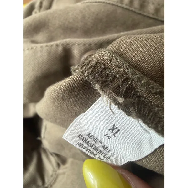 Aerie Womens XL Utility Jumpsuit‎ Olive Green Button Front Cotton Twill Jogger - Image 10