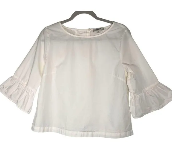 Madewell White Bell Sleeves Poplin Top Blouse M - Image 3