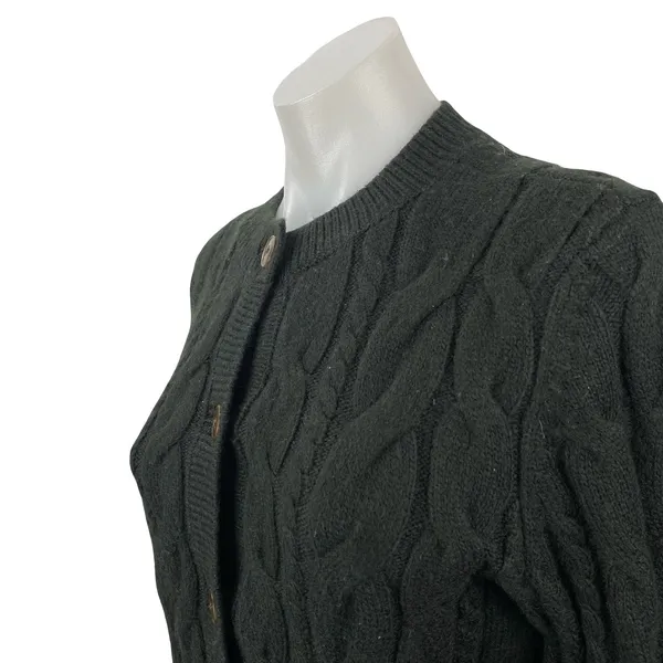 Ann Taylor LOFT Black Cable Knit Long Sleeve Button Down Cardigan Sweater Top S - Image 3